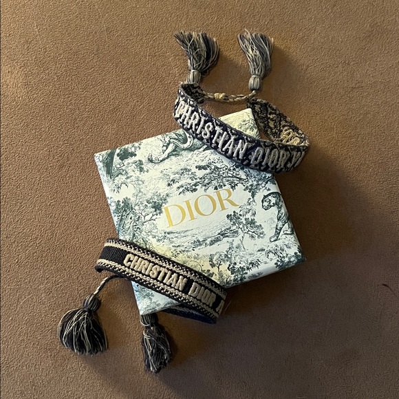 Christian Dior Navy Blue Dior Oblique Cotton Bracelet Set - Picture 3 of 11